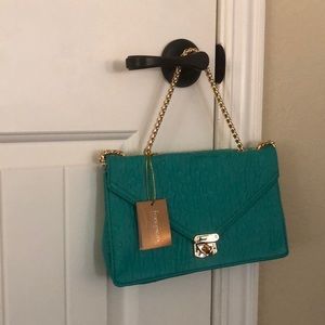 Teal Faux Ostrich Purse